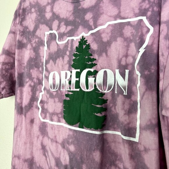 Upcycled Custom Oregon State Bleach Tie Dye Short Sleeve Graphic Tee Mens Large - Picture 3 of 7